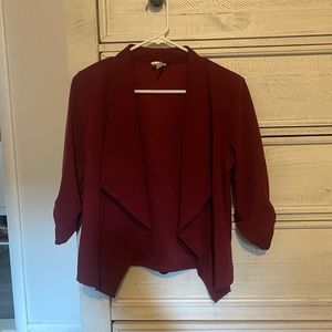 Moa Women's Casual Work Ruched 3/4 Sleeve Open Front Blazer Jacket